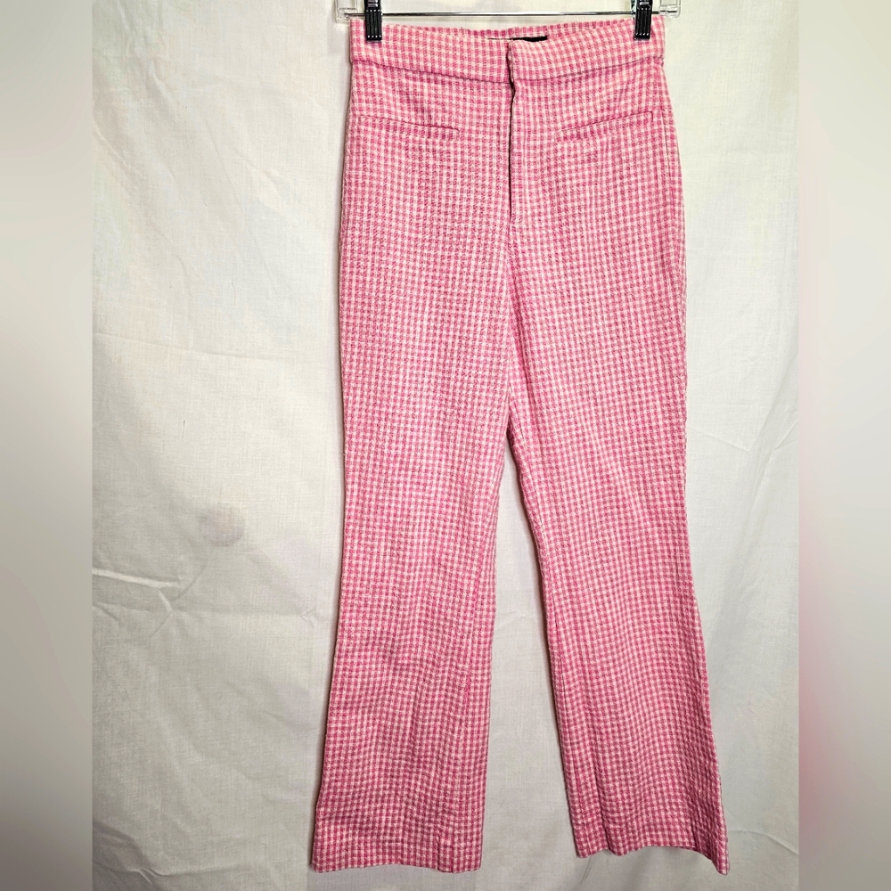 Zara pink plaid high waisted pants